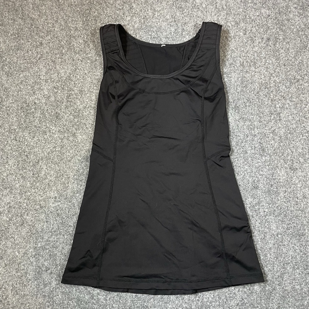 Lululemon Tank Top Size 8/10 Black Yoga Pilates Athleisure Pleated Ipod Pocket